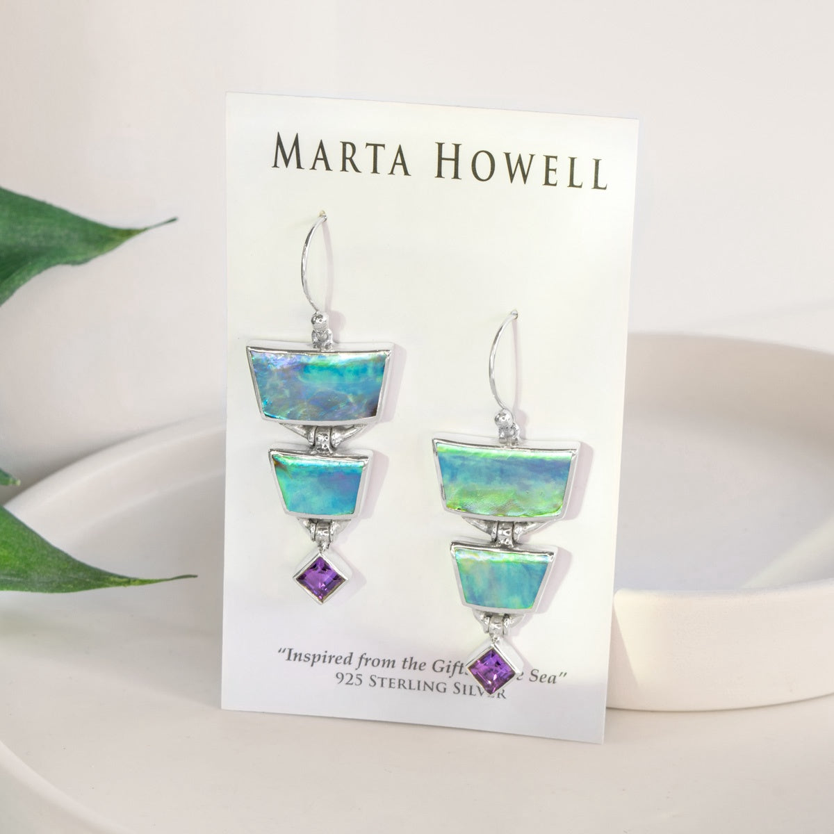 Marta Howell Paua Pagoda Amethyst Earrings