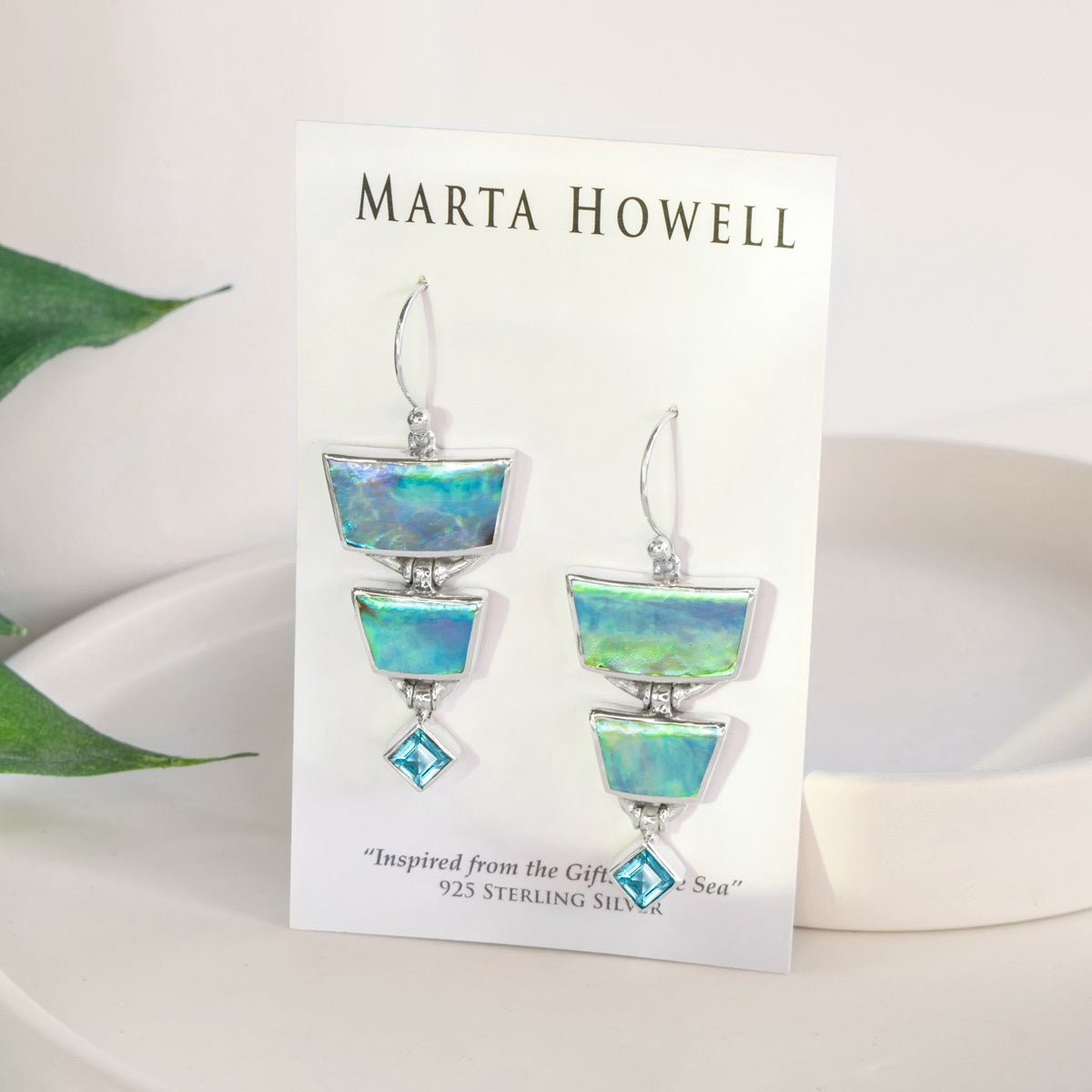 Marta Howell Paua Pagoda Blue Topaz Earrings