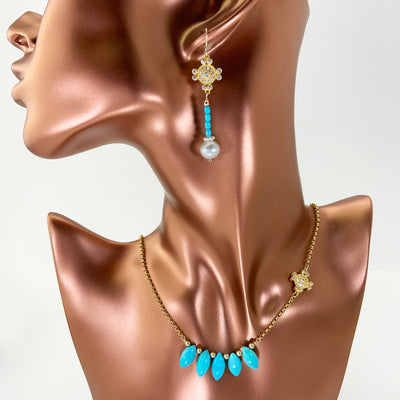 Sleeping Beauty Turquoise & White Topaz Necklace