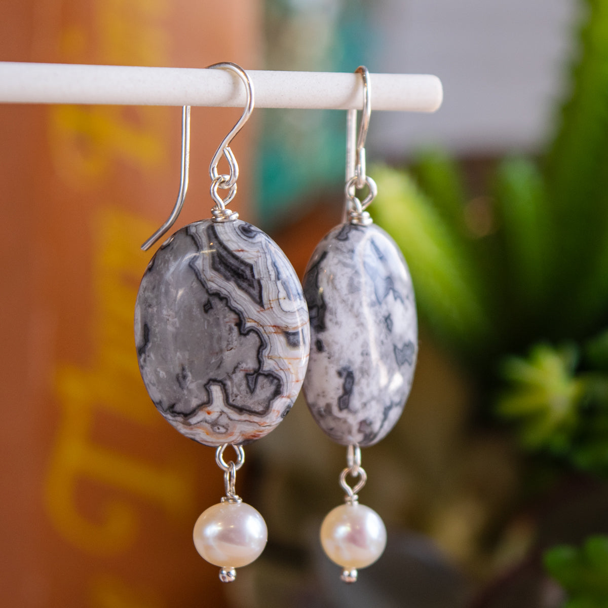 Crazy Lace Agate Earrings