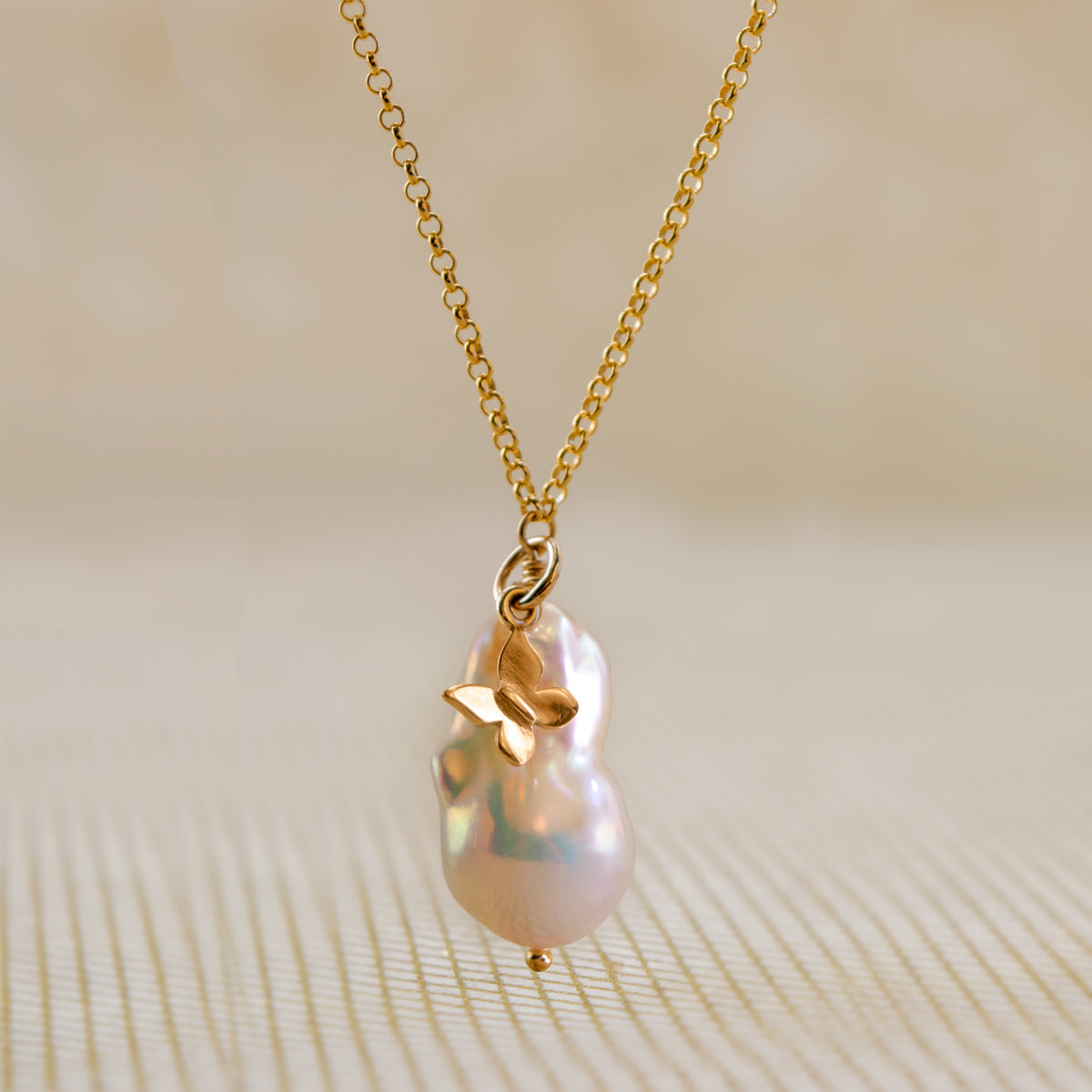 AAA Baroque Freshwater Pearl Butterfly Necklace