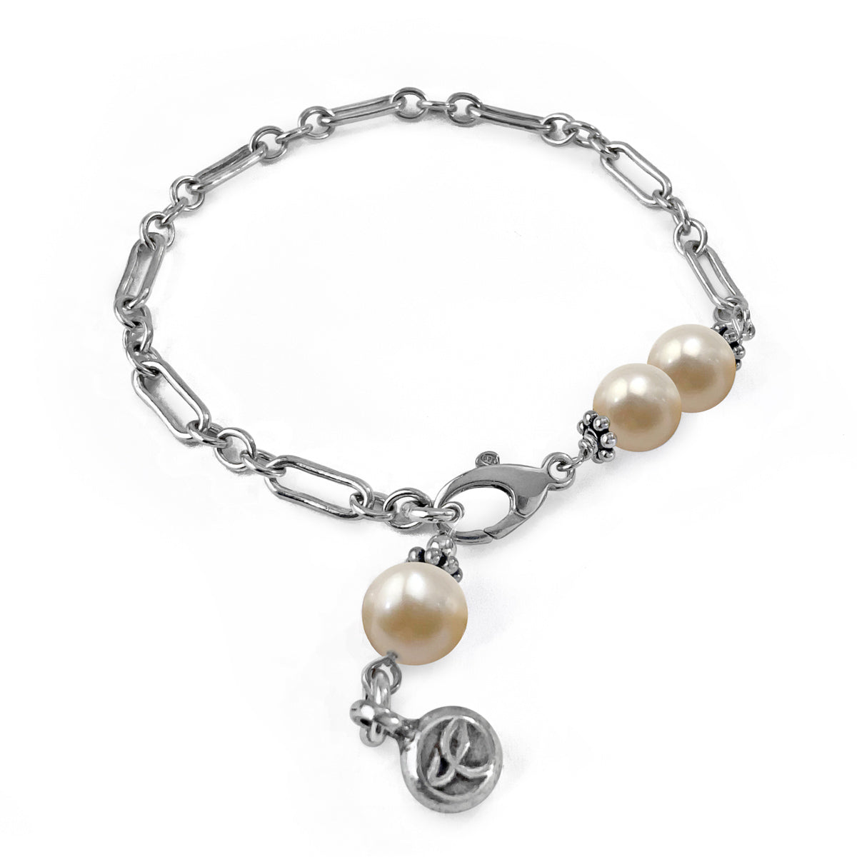 Sterling Silver & Abstract Freshwater Pearl Bracelet