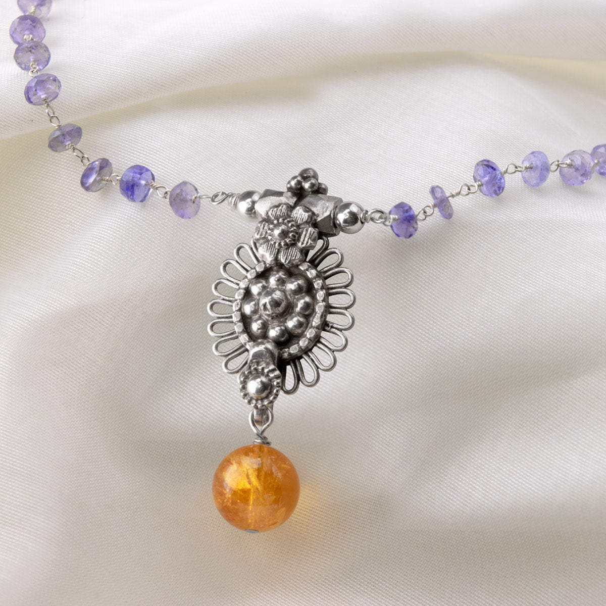 Iolite & Citrine in Sterling Silver Necklace