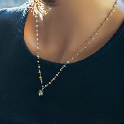 Keishi Pearl & 22KT Gold Vermeil Necklace with a Carved Tahitian Pearl