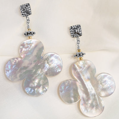 Mother of Pearl Quatrefoil Earrings - 1