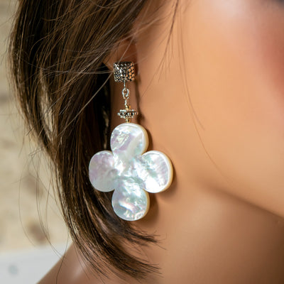 Mother of Pearl Quatrefoil Earrings - 1