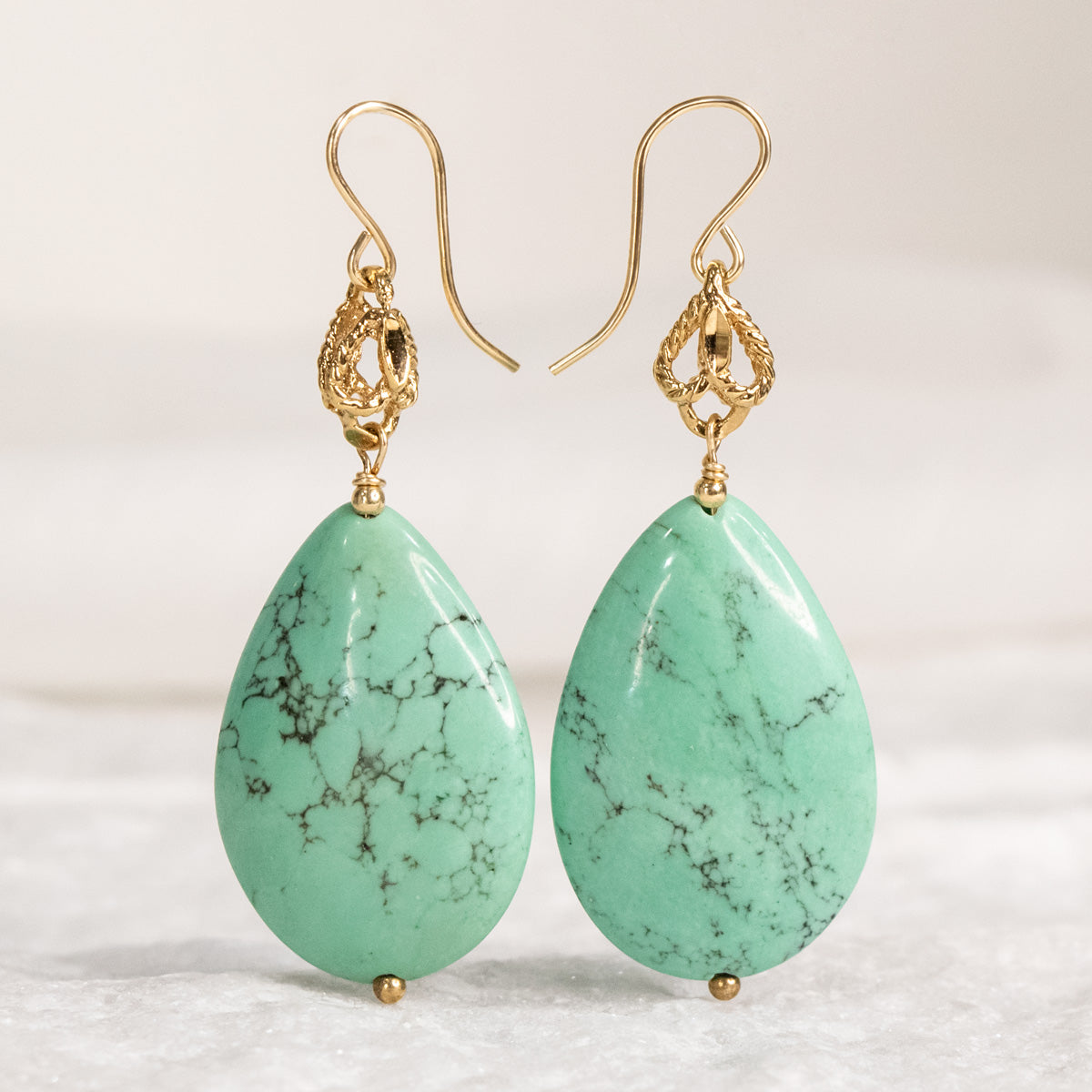 Turquoise Teardrop 14KTGF Accented Earrings