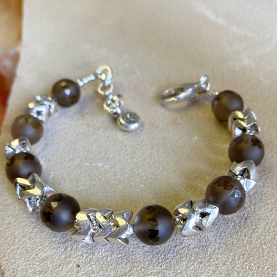 Frosted Carved Smoky Quartz Bracelet