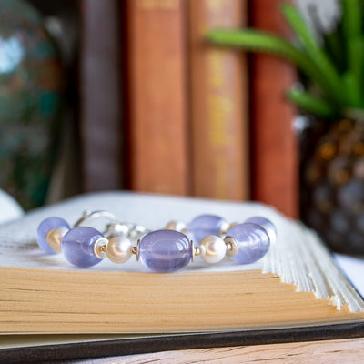 Lavender Chalcedony & Freshwater Pearl Bracelet