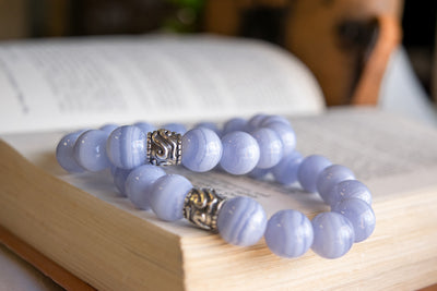 12mm Blue Lace Agate Stretch Bracelet