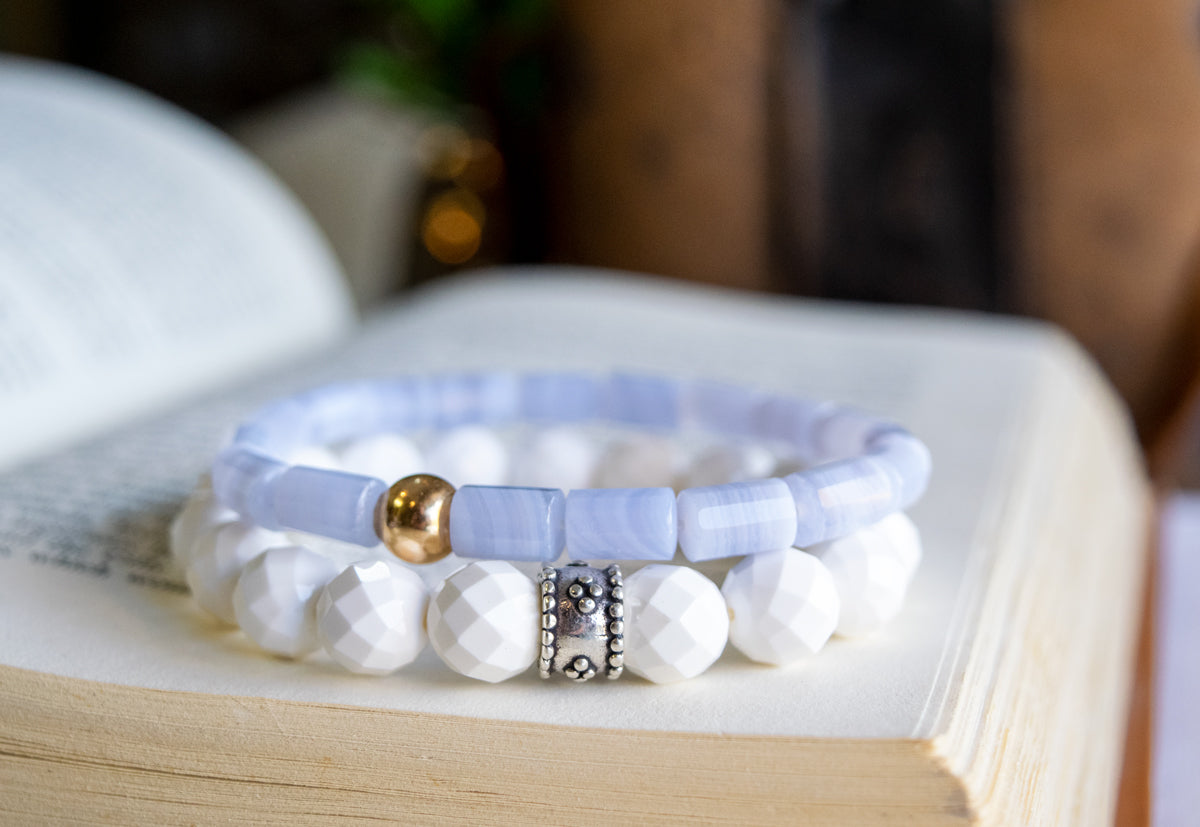 Blue Lace Agate Stretch Bracelet