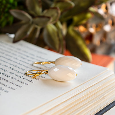 Faceted White Quartz Earrings