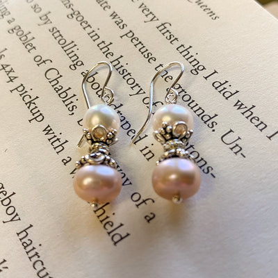Pink & White Freshwater Pearl Earrings