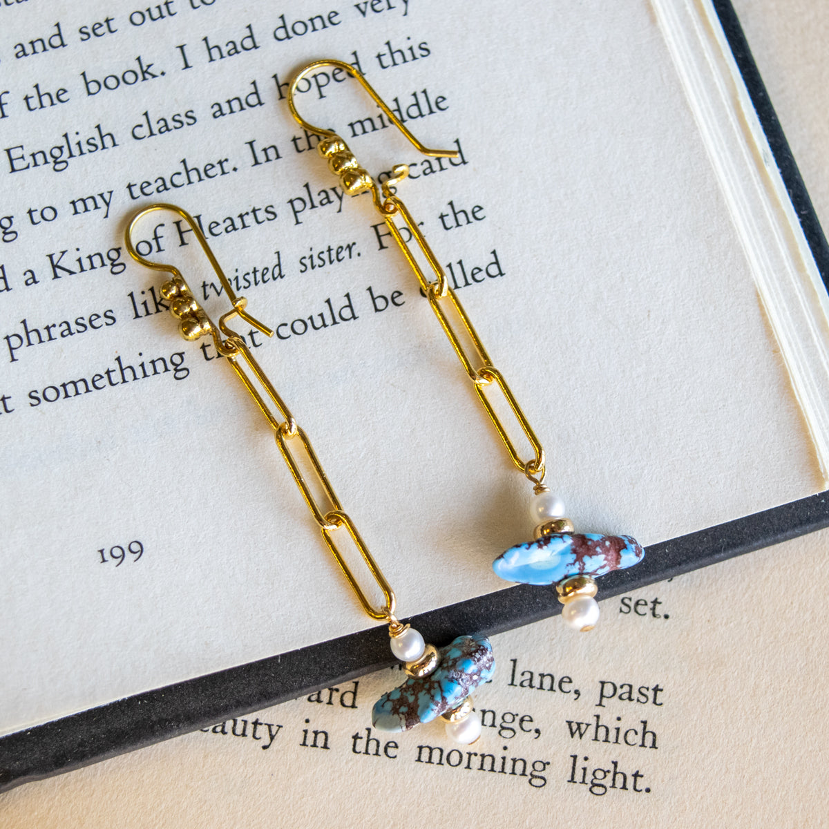 Golden Hills Turquoise Paperclip Chain Earrings