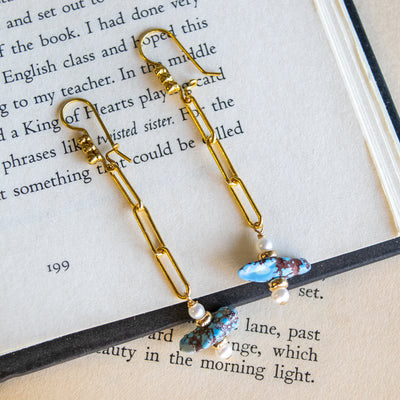 Golden Hills Turquoise Paperclip Chain Earrings