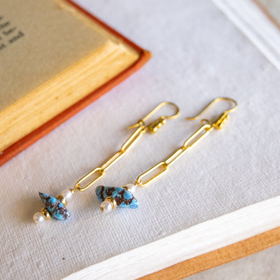 Golden Hills Turquoise Paperclip Chain Earrings