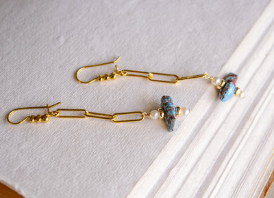 Golden Hills Turquoise Paperclip Chain Earrings