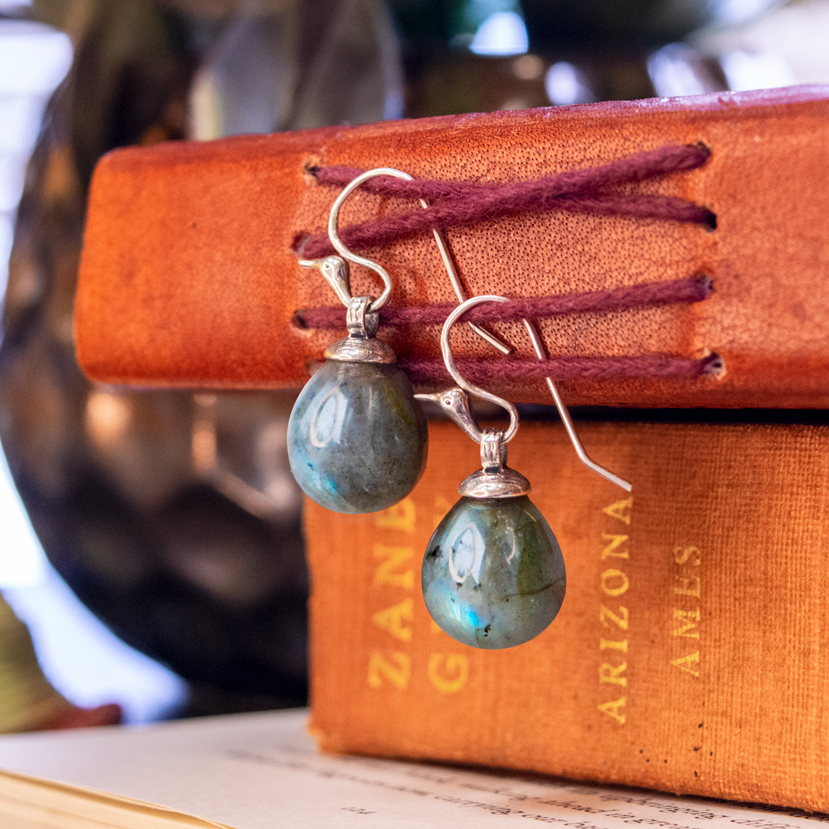 Pear Shaped Labradorite Earrings