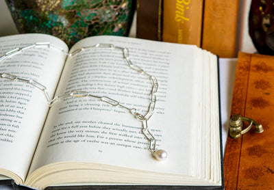 Adjustable Paperclip Chain Pearl Drop Necklace