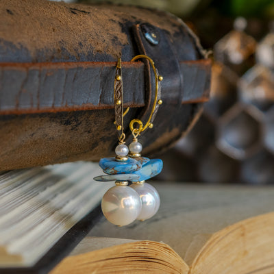 Golden Hill Turquoise & Ring Pearl Earrings