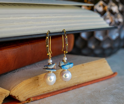 Golden Hill Turquoise & Ring Pearl Earrings