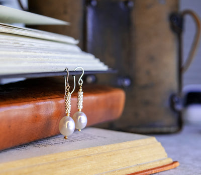 Freshwater Pearl & Rhodium Caviar Earrings