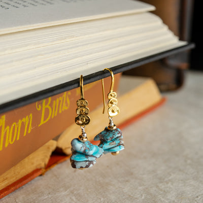 Golden Hill Turquoise & 22KT Gold Vermeil Earrings