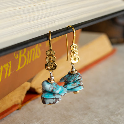 Golden Hill Turquoise & 22KT Gold Vermeil Earrings
