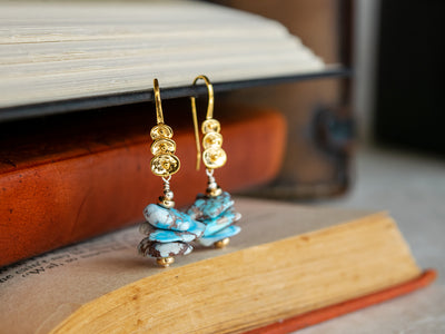 Golden Hill Turquoise & 22KT Gold Vermeil Earrings