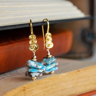 Golden Hill Turquoise & 22KT Gold Vermeil Earrings