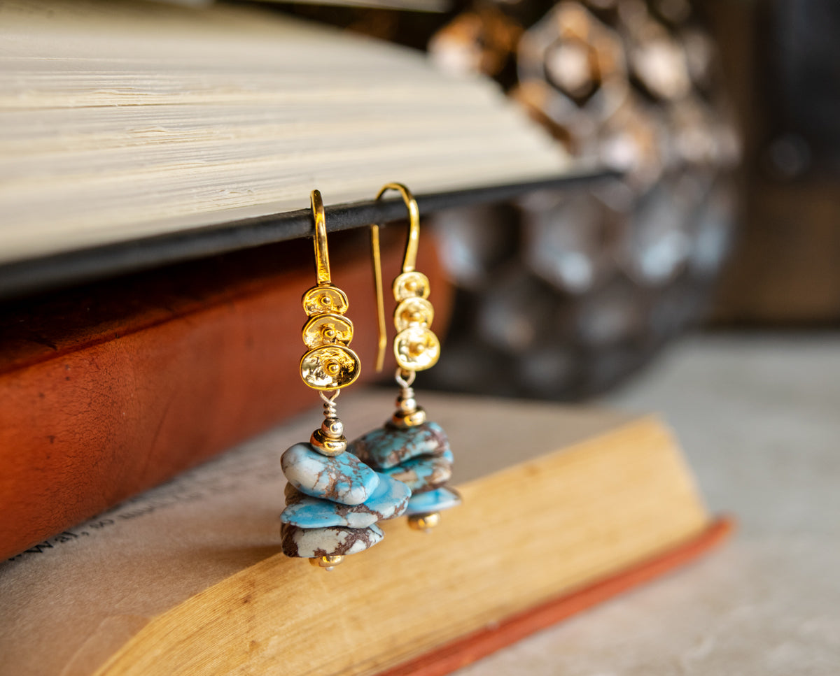 Golden Hill Turquoise & 22KT Gold Vermeil Earrings