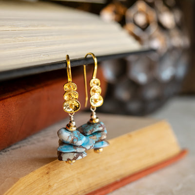 Golden Hill Turquoise & 22KT Gold Vermeil Earrings