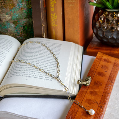 Sterling Silver & 14KTGF Diamond Cut "Y" Necklace