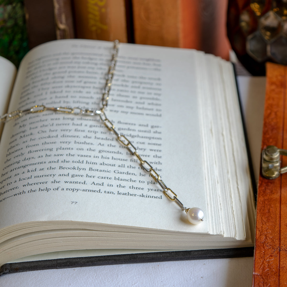 Sterling Silver & 14KTGF Diamond Cut "Y" Necklace