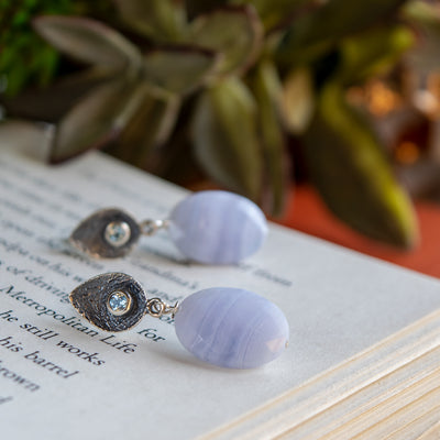 Blue Lace Agate & Blue Topaz Earrngs