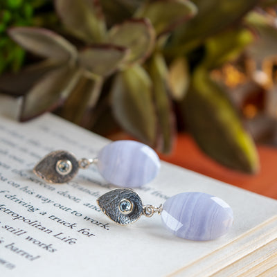 Blue Lace Agate & Blue Topaz Earrngs