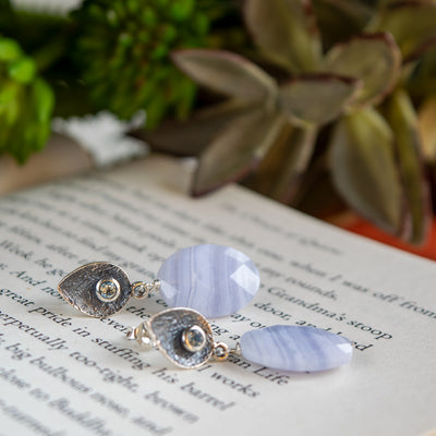Blue Lace Agate & Blue Topaz Earrngs