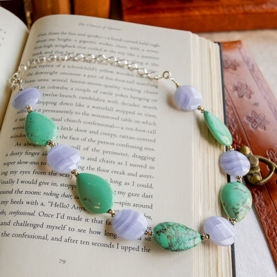 Blue Lace Agate & Green Turquoise Necklace