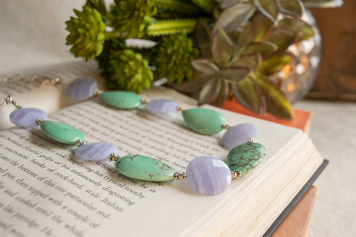 Blue Lace Agate & Green Turquoise Necklace