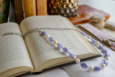 Lavender Chalcedony & Freshwater Pearl Necklace