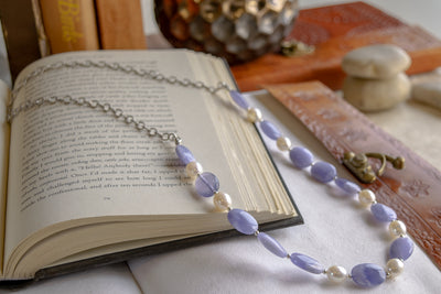 Lavender Chalcedony & Freshwater Pearl Necklace