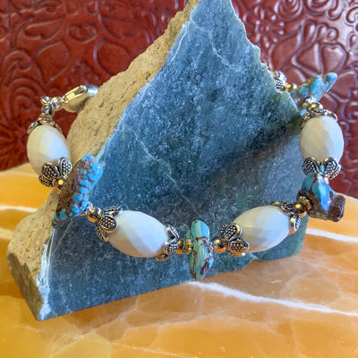 Golden Hill Turquoise & White Quartz Bracelet