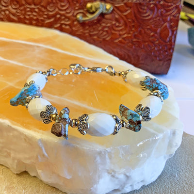 Golden Hill Turquoise & White Quartz Bracelet