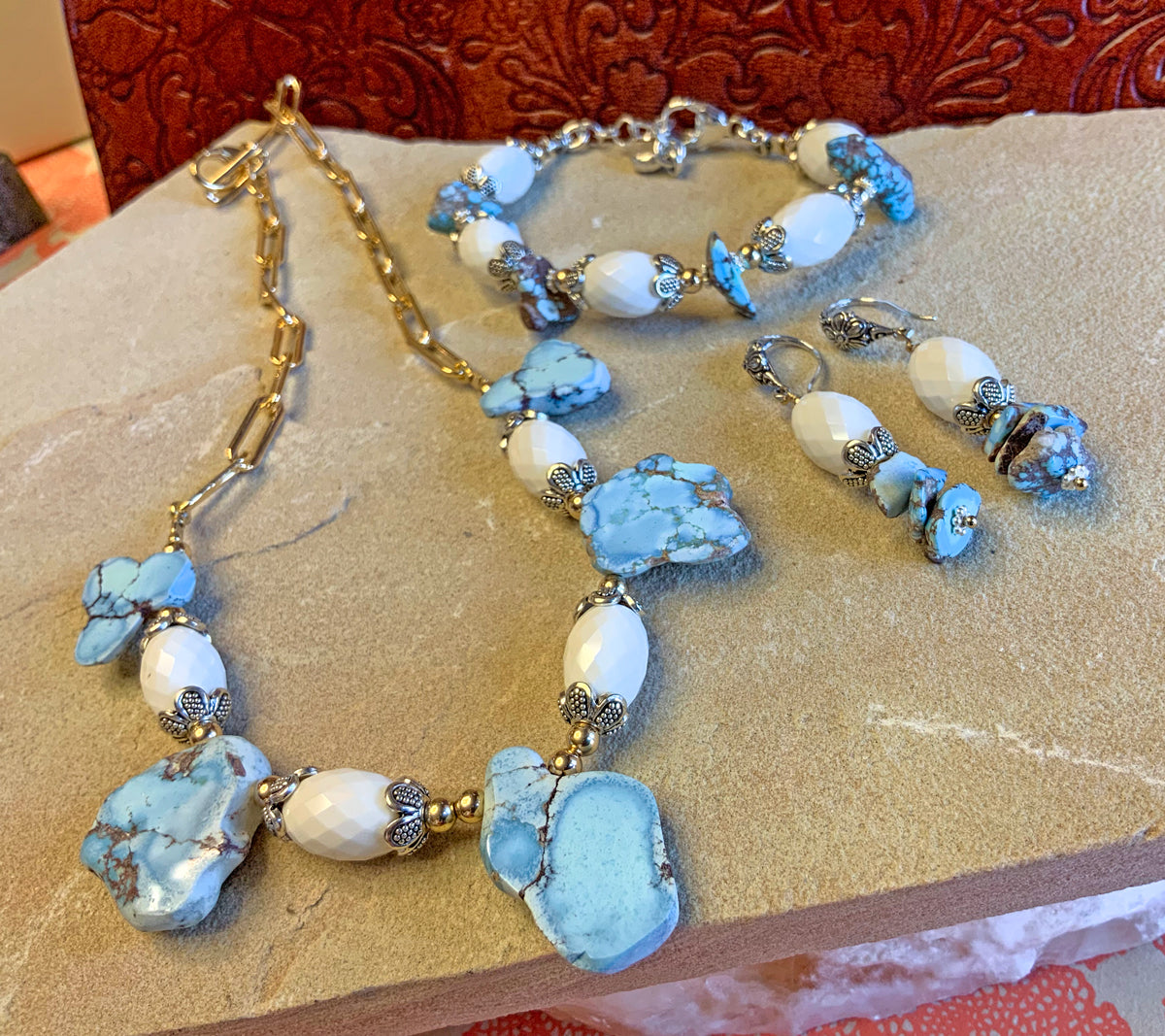Golden Hill Turquoise & White Quartz Necklace