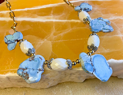 Golden Hill Turquoise & White Quartz Necklace