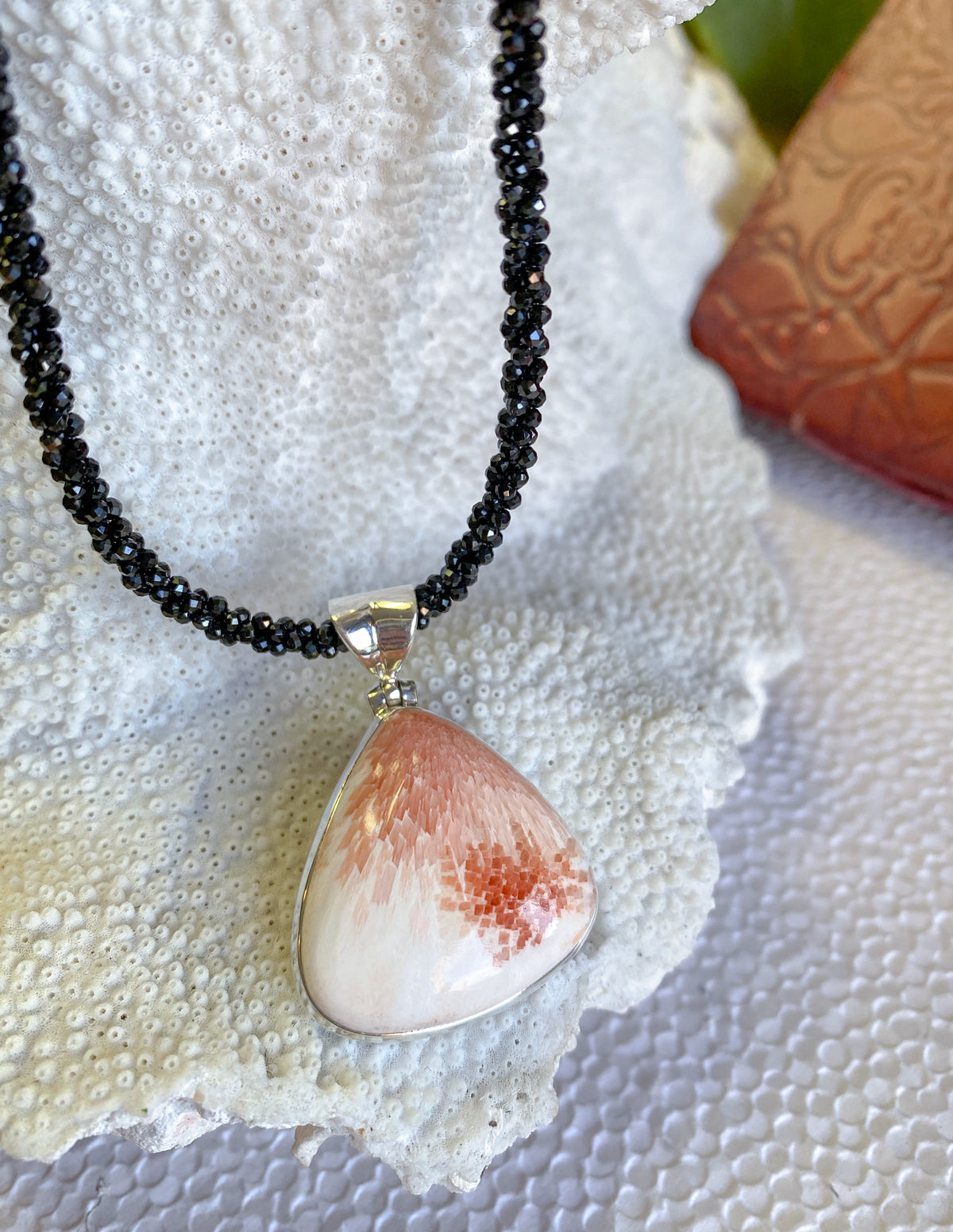 Pink & Red Scolecite Pendant
