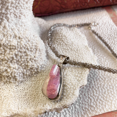 Natural Pink Tourmaline Druzy Teardrop Pendant 1