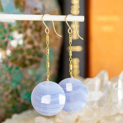 Blue Lace Agate & 14KTGF Earrings