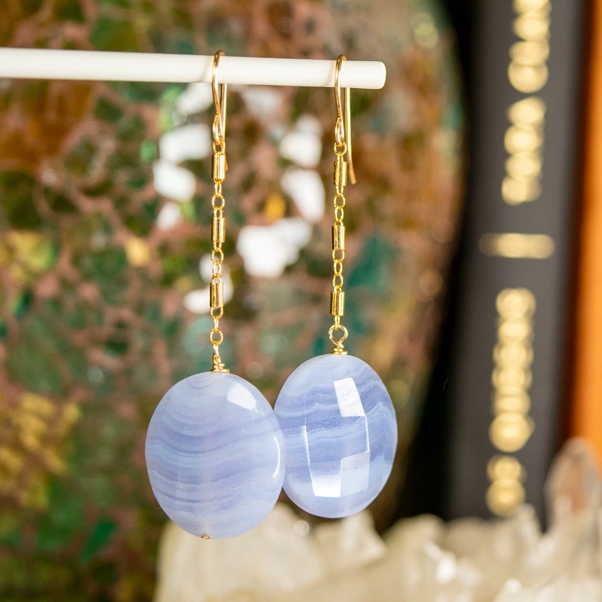 Blue Lace Agate & 14KTGF Earrings