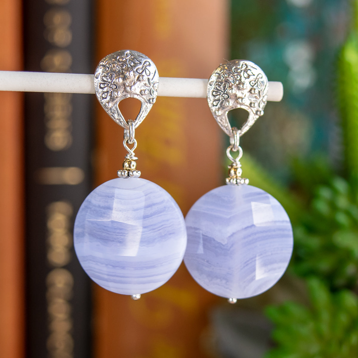 Blue Lace Agate Drop Earrings